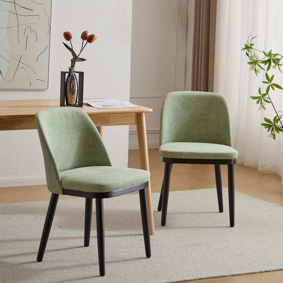 Christopher Knight Home Set of 2 Ringo Fabric Upholstered Dining Chairs, Rubberwood Frame, Curved Backrest, Foam-Filled Cushion, Armless Accent Chair/Side Chair for Dining Room/Kitchen, Mint+Black