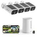 Solar Security Cameras Wireless Outdoor, 4 Cam-Kit, 4MP Solar Security Camera Wireless System, Color Night Vision, Motion Detection, No Monthly Fee, 32GB Memory Card