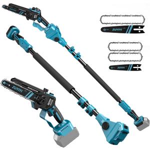 3-in-1 Cordless Pole Saw & 6 Inch 8 Inch Mini Chainsaw for Makita 18V Battery(NOT Included), Electric Chain Saw w/Extension Pole, 15Ft Max Power Pole Chainsaw for Tree Trimming, Wood Cutting