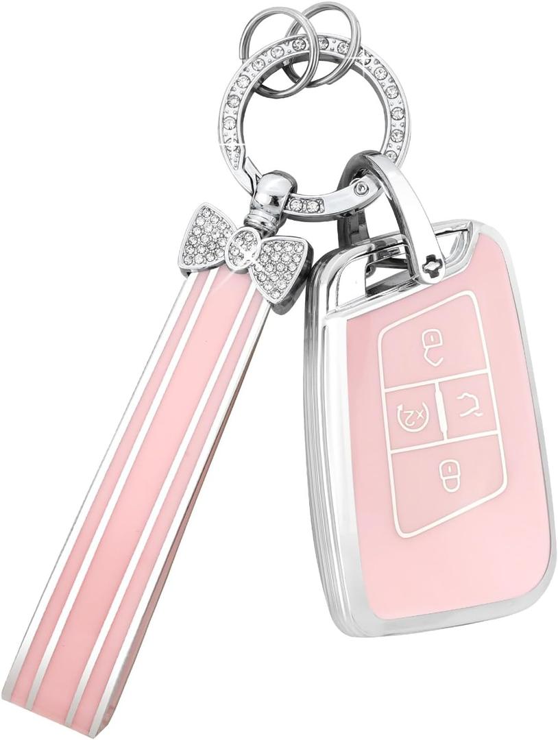 PIFOOG for Hyundai Key Fob Cover 2024 2025 Elantra Santa Fe Sonata Tucson Kona Ioniq Button Car Keys Case Shell Accessories Bling Keychain Full Covers Protector Girly Women TPU