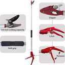 Tree Trimmer, 4 Foot Pole Pruner, Long Reach Pruning Shears, Cut and Hold Garden Clippers, Aluminum Lightweight Handle Fruit Picker, Branch Bypass Loppers