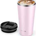 Insulated Coffee Mug with Ceramic Coating, 18oz Travel Mug with Leak-proof Lid, Vacuum Double-wall Tumbler, Stainless Steel Thermal Cup for Tea, Hot Cocoa, Cold Beverage, Ice Drinks