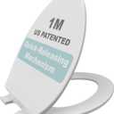 1M Family Toilet Seat, Patented Slow Close & Quick Releasing Technology, Anti-Wiggling, Easy to Install and Clean, Standard Elongated with Adult Seat Only (2 Pieces)