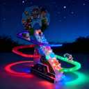 Dogs Climbing Toy Set Electric Light Slide Climbing Toys for Automatic Stairs,Playful Santa Race Game Christmas Roller Climbing Toys with LED Light and Music for Toddlers Boys Girls