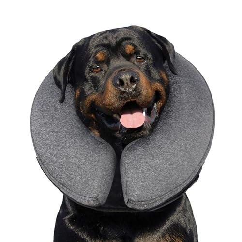 MIDOG Inflatable Dog Neck Donut Collar Alternative After Surgery, Soft Protective Recovery Cone for Small Medium Large Dogs and Cats Puppies - Alternative E Collar (Gray, XL)