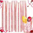 DaYammi 100 Pack 10oz Pink Plastic Cups for Party Premium Glitter Disposable Plastic Cup for Martini and Cocktail, Hard Pink Disposable Cups for Wedding,pink cups for Mother's Day Party