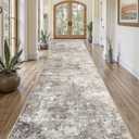 UERMEI 3X16 Washable Runner Rug for Hallway: Soft Neutral Modern Abstract Area Rug - Non-Slip Low Pile Long Throw Indoor Carpet for Kitchen Entryway Kitchen Bedroom Laundry - Brown Grey