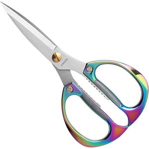 Multi-Purpose Kitchen Shears Scissors, Heavy Duty Stainless Steel Kitchen Scissors for Food with Strong Straight Edge Snips Colorful Handle (Iridescent Color)