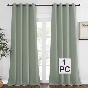 NICETOWN Blackout Sage Green Curtain 90 inch Length for Bedroom - Thermal Insulated Grommet Room Darkening Window Drape Sound Dampening for Living Room, W52 x L90, 1 Panel 