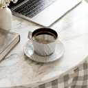 Ceramic Espresso Cups with Saucers 6 oz,Coffe Cups for Cappuccino,Latte,Tea with Saucers Set of 2 - Geometry - Gray