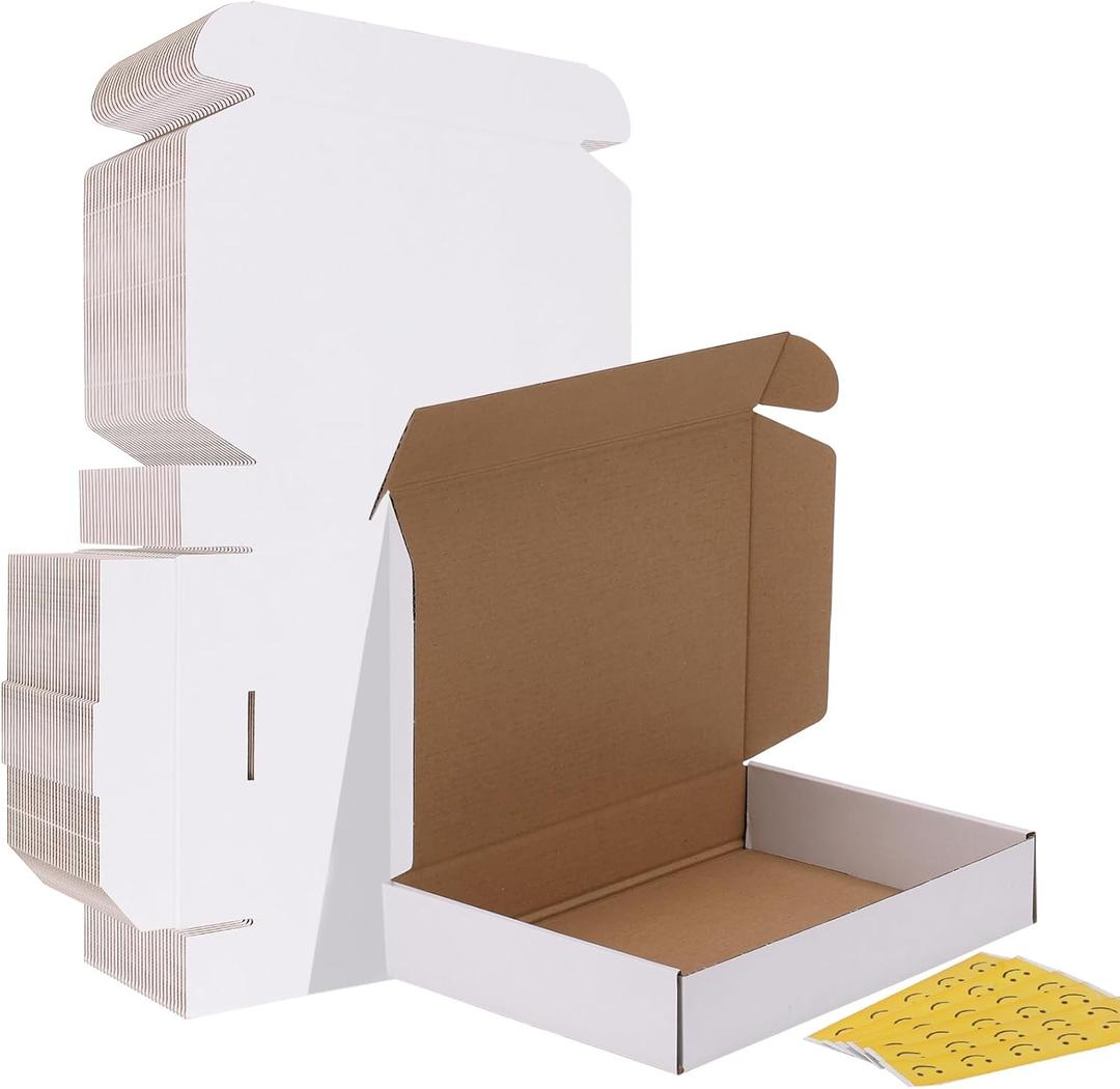 HORLIMER 11x8x2 Shipping Boxes Set of 30, White Corrugated Cardboard Mailer Box for Packing Small Business