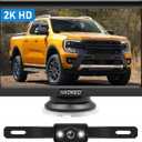 Backup Camera for Truck 7 Inch HD 2K Front Rear View Monitor kit Auto Color Image Night Vision, IP69 Waterproof DIY Grid Lines for Car/RV/Tractor/Semi-Trailers/Pickup H7