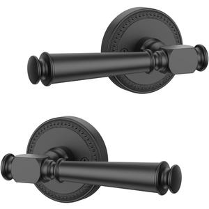 Amerdeco 2 Pack Matte Black Dummy Door Handles, Decorative Non-Turning Door Lever with Door Knobs for Closet, French Double Doors, Pantries & Interior Push/Pull Doors.AM0034