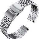 BINLUN Stainless Steel Watch Band Replacement Metal Watch Strap with Double Locking Foldover Clasp for Men Women 18mm 20mm 22mm 24mm 26mm in Silver, Gold, Black, Rose Gold, Two Toned