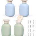 3.4 oz Small Plastic Travel Shampoo Bottles, Empty Plastic Squeeze Bottles with Flip Cap for Toiletries, Leakage-proof Travel Shampoo and Conditioner Bottles (Blue+Green)