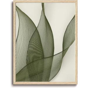 Framed Boho Wall Art,Sage Green Bathroom Decor,Botanical Leaf Canvas Prints, 20"L x 16"W