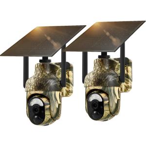4G LTE Cellular Trail Cameras 2K 360 View Live Streaming Game Camera Built-in SIM Card with Motion Activated Color Night Vision Remote Phone Access Solar Powered Trail Camera IP65 Waterproof 2 Pack