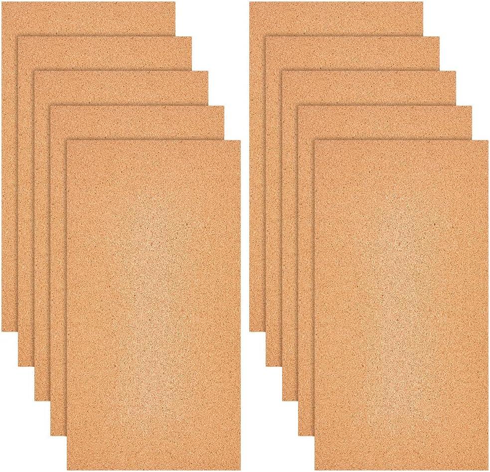 OLYCRAFT 10 Sheets Cork Sheets 12x6.1 Inch Thin Cork Roll 1mm Thick Brown Corks Board Rectangle Wooden Tiles Wood Mats for Coaster Placemat Kitchen Dining Hall DIY Crafts Supplies