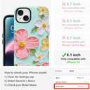 KANGHAR Cute Case for iPhone 14 Case for Women Girls [Compatible with MagSafe] Pink and Green Oil Painting Floral Print Pattern Design, Aesthetic Girly Flowers Magnetic Protective Phone Cover