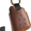 Key Fob Cover for Chevy Compatible with Colorado Silverado 1500 Equinox Tahoe Trax Terrain Blazer GMC for Honda Prologue 5 Button Smart Leather Car Key Case Shell Chain/Brown