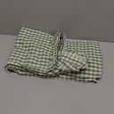Romanstile Gingham Ruffled Tablecloth Rectangle - Waterproof Linen Cotton Checkered Table Cloth, Outdoor Plaid Table Cover for Picnic, Camping, Party - 60 x 120 Inch, Sage