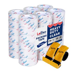 Heavy Duty Packing Tape with Dispenser, 36 Rolls x 1.88 in. x 60 yds. x 2.7 MiL, Strong Hold HD Clear Packaging Tape Secure Sealing for Cardboard, Bubble Wrap, Shipping Supplies, Total 2160 yds.