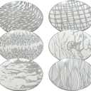 Certified International Matrix Silver Plated 6" Luncheion/Canape Plates Set of 6 Assorted Designs