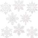 24 Pcs Large Snowflakes Extra Large Outdoor Christmas Ornaments 12 Glittered Snowflakes Decorations Oversized Christmas Tree Ornaments Winter Indoor Outdoor Window Hanging Decorations (White)