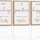 3Pcs Framed Inspirational Office Wall Art Decor Motivational Quotes Floral Canvas Prints Artwork for Office Walls Positive Affirmations Wall Decor for Home Study Room 16x24in, 12"L x 16"W