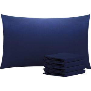 NTBAY Queen Pillowcase Set - 4 Pack Brushed Microfiber 20x30 Pillowcases - Soft, Wrinkle-Free, Fade-Resistant, Stain-Resistant, Navy Blue Pillowcases with Envelope Closure - 20x30 Inches, Navy Blue
