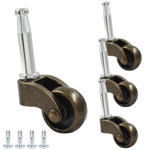 Litoexpe Antique Brass 1" Swivel Stem Ball Caster Wheel, Zinc Alloy Swivel Ball Caster for Furniture and Desk, Pack of 4
