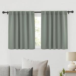 RYB HOME Sage Green Curtains, Small Window Curtains Tiers for Kitchen Bathroom, Blackout Thermal Insulated Drapes, Privacy UV Protection Short Window Treatment, W42 x L36, 2 Panels