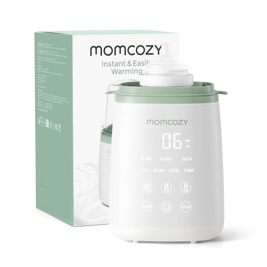 Momcozy Bottle Warmer, Fast Bottle Warmers for All Bottles with Timer, Accurate Temperature Control and Automatic Shut-Off, Multifunctional Bottle Warmer for Breastmilk (Green+White)