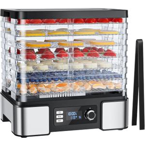 Food Dehydrator Machine Dryer for Jerky: Stainless Steel Dehydrater for Fruit Herb - Digital Food Drier for Meat Beef Dehydration (black)