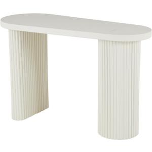 Deco 79 Metal Handmade Living Room Console Table Oval Table with Ribbed Legs, Entryway Table 47" x 19" x 30", White