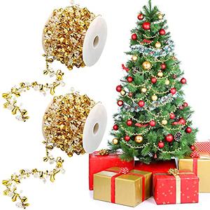Maitys 30 Feet Christmas Clear Iridescent and Gold Bead Garland Christmas Tree Bead Garlands Xmas Tree Twist String Acrylic Strands Chains for Xmas Party Fireplace Decor