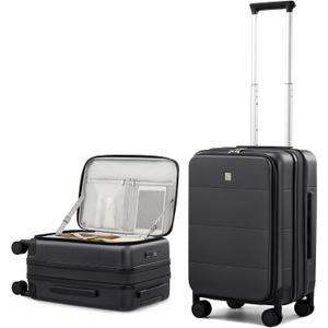 Hanke Hardside Expandable Carry On Luggage, 20 Inch Top Opening Trunk Luggages with Spinner Wheels, All-PC Hard Shell Carry-On Suitcase, Lightweight & TSA Airline Approved (Jet Black, 46L)