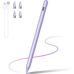 Stylus Pen for Android and i-OS, Stylists Pen for Touch Screens/i-Pad/Phones, Rechargeable Stylus Pencil for A-pple/Android/Tablet, 16.5CM, Purple