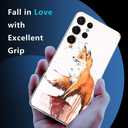 Compatible with Samsung Galaxy S22 Ultra Case, Vintage Cute Funny Fox Slim Fit Soft TPU Shockproof Protective Cover Case Gift for Women Girl