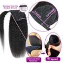 Straight Ponytail Human Hair Extensions Brazilian Wrap Around Ponytail for Black Women Unprocessed Remy Human Hair Pony Tail Clip In Extension Hairpiece 110g (Yaki Hair, 18inch)