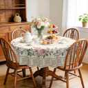 Eikione 60In Round Tablecloths Stain Resistant Tablecloth Wrinkle Free Circle Table Clothes, Washable Reusable Polyester Table Covers (Peony 60In)
