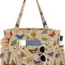 Large Corduroy Tote Bag for Women - Cute Shoulder Reusable Canvas Bags with Zipper Multi-Pocket for School