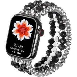 Boho Beaded Watch Bands for Apple Band 40mm 38mm 41mm 44mm 42mm 45mm Series 8/7/SE/6/5/4/3/2/1 Women Handmade Iwatch Band Cute Dressy Beads Stretchy Strap for iWatch Bands Replacement (38mm/40mm/41mm,
