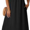Lepunuo Summer Dresses for Women 2026 Casual Boho Overall Dress Adjustable Cover up with Pockets (Black, XXL)