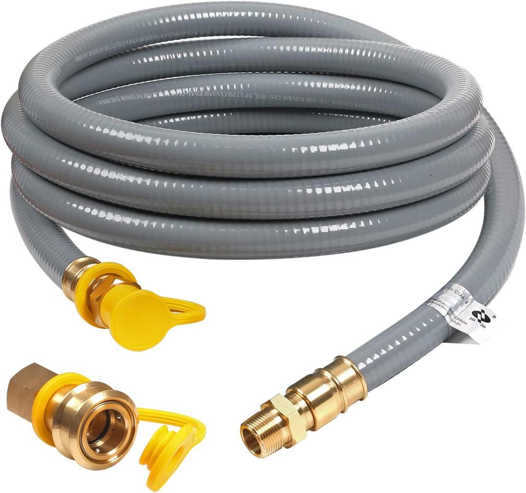 12FT, 24FT, 36FT, 56FT 3/4" ID Natural Gas Hose with Quick Connect 3/4" ID Natural Gas Hose with Quick Connect Fittings for NG/LP Propane Appliances, Grill,Patio Heaters,Generators