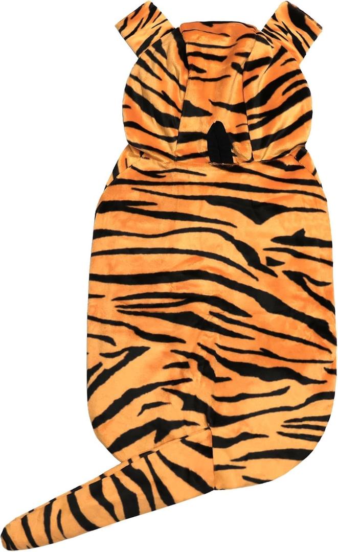 DELIFUR Dog Tiger Costume - Dog Funny Hooded Halloween Cosplay Funny Costume for Small Medium Dogs Pet Special Events Photo Props Accessories (Yellow, Medium)