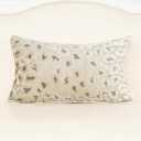 Alerfa Beige Floral Throw Pillow Cover 12 x 20 Inch Cut Velvet Rectange Luxury Decorative Lumbar Pillow Cover for Couch Living Room Bedroom