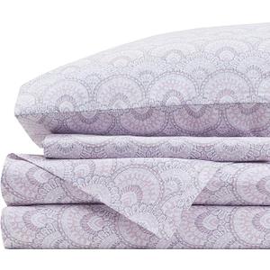 Comfort Spaces 100% Cotton Sheet Set Breathable, Lightweight, Soft with 14" Elastic Pocket Fits up to 16" Mattress, All Season Cozy Bedding, Matching Pillow Case, Queen Tabitha Purple 4 Piece