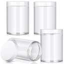 Patelai 4 Pieces Round Wide-mouth Leak Proof Plastic Container Jars with Lids for Travel Storage Makeup Beauty Products Face Creams Oils Salves Ointments DIY Making (12 Ounce,White)