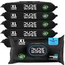 DUDE Wipes Unscented Flushable Wipes - Extra-Large Adult Wet Wipes for Sensitive Skin - 6 Pack (288 Count) - Infused with Vitamin E and Aloe - Septic and Sewer Safe